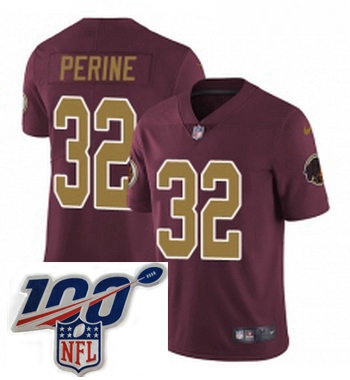 Youth Nike Washington Redskins 32 Samaje Perine Burgundy RedGold Number Alternate 80TH Anniversary V