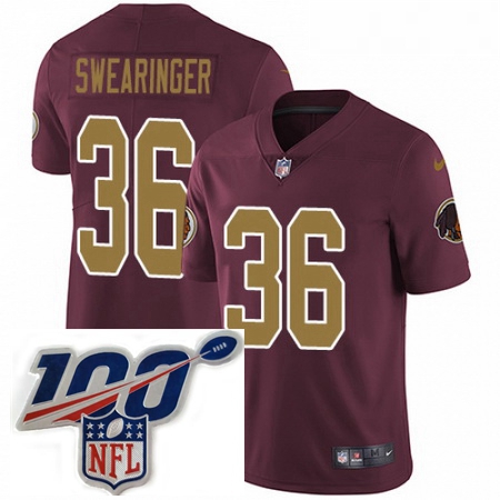 Youth Nike Washington Redskins 36 DJ Swearinger Burgundy RedGold Number Alternate 80TH Anniversary V