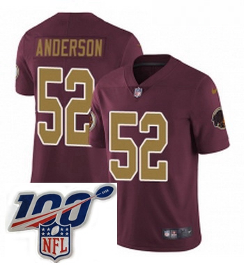 Youth Nike Washington Redskins 52 Ryan Anderson Burgundy RedGold Number Alternate 80TH Anniversary V