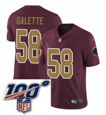 Youth Nike Washington Redskins 58 Junior Galette Burgundy RedGold Number Alternate 80TH Anniversary 