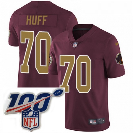 Youth Nike Washington Redskins 70 Sam Huff Burgundy RedGold Number Alternate 80TH Anniversary Vapor 