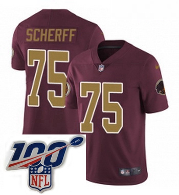 Youth Nike Washington Redskins 75 Brandon Scherff Burgundy RedGold Number Alternate 80TH Anniversary