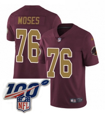 Youth Nike Washington Redskins 76 Morgan Moses Burgundy RedGold Number Alternate 80TH Anniversary Va