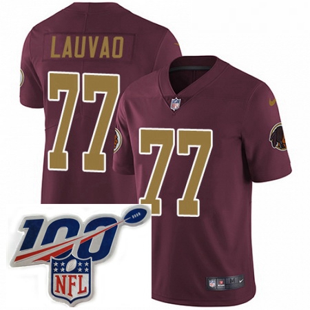 Youth Nike Washington Redskins 77 Shawn Lauvao Burgundy RedGold Number Alternate 80TH Anniversary Va