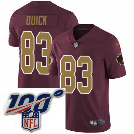 Youth Nike Washington Redskins 83 Brian Quick Burgundy RedGold Number Alternate 80TH Anniversary Vap