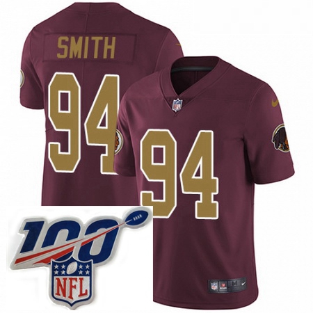 Youth Nike Washington Redskins 94 Preston Smith Burgundy RedGold Number Alternate 80TH Anniversary V