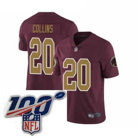 Youth Washington Redskins 20 Landon Collins Burgundy Red Gold Number Alternate 80TH Anniversary Vapo