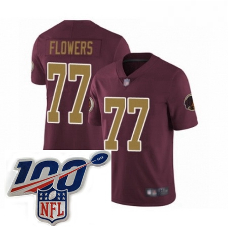 Youth Washington Redskins 77 Ereck Flowers Burgundy Red Gold Number Alternate 80TH Anniversary Vapor