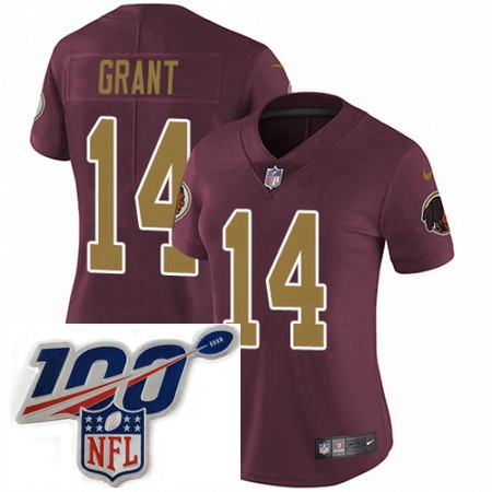 Womens Nike Washington Redskins 14 Ryan Grant Burgundy RedGold Number Alternate 80TH Anniversary Vap