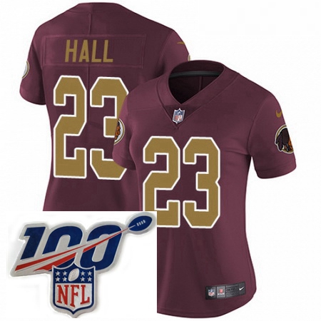 Womens Nike Washington Redskins 23 DeAngelo Hall Burgundy RedGold Number Alternate 80TH Anniversary 