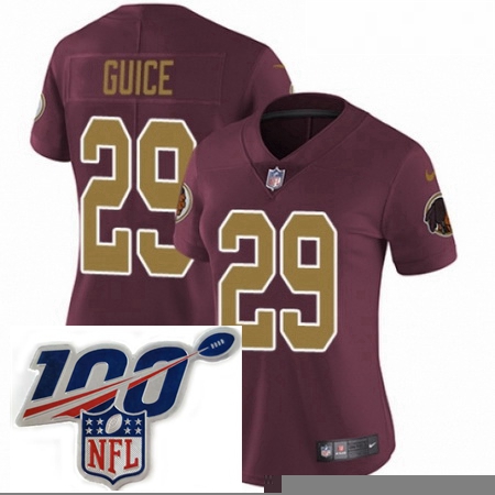 Womens Nike Washington Redskins 29 Derrius Guice Burgundy RedGold Number Alternate 80TH Anniversary 