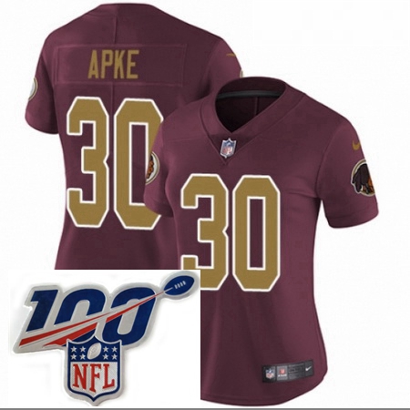 Womens Nike Washington Redskins 30 Troy Apke Burgundy RedGold Number Alternate 80TH Anniversary Vapo