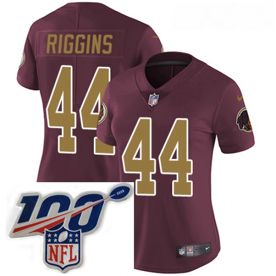 Womens Nike Washington Redskins 44 John Riggins Burgundy RedGold Number Alternate 80TH Anniversary V