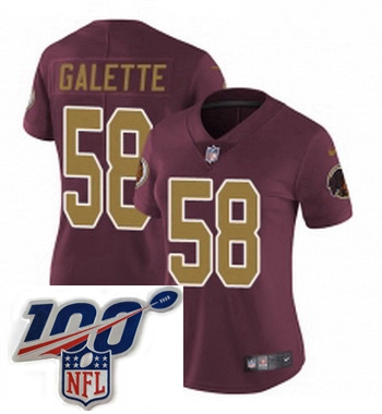 Womens Nike Washington Redskins 58 Junior Galette Burgundy RedGold Number Alternate 80TH Anniversary