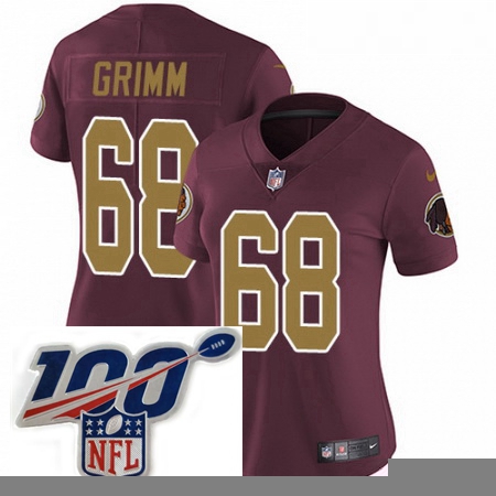 Womens Nike Washington Redskins 68 Russ Grimm Burgundy RedGold Number Alternate 80TH Anniversary Vap