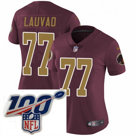 Womens Nike Washington Redskins 77 Shawn Lauvao Burgundy RedGold Number Alternate 80TH Anniversary V