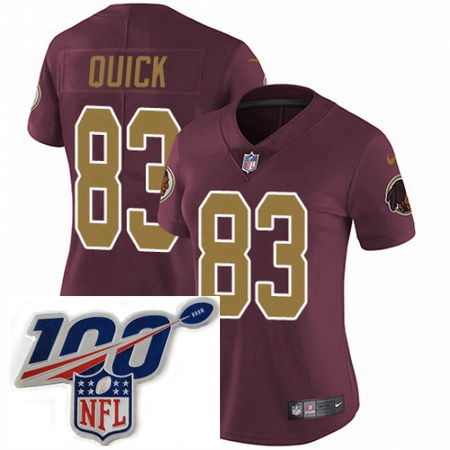 Womens Nike Washington Redskins 83 Brian Quick Burgundy RedGold Number Alternate 80TH Anniversary Va