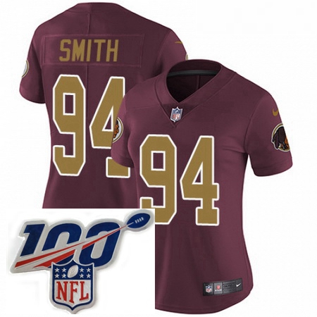 Womens Nike Washington Redskins 94 Preston Smith Burgundy RedGold Number Alternate 80TH Anniversary 