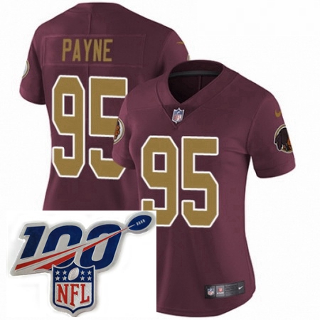 Womens Nike Washington Redskins 95 DaRon Payne Burgundy Red Gold Number Alternate 80TH Anniversary V