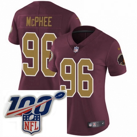 Womens Nike Washington Redskins 96 Pernell McPhee Burgundy Red Gold Number Alternate 80TH Anniversar