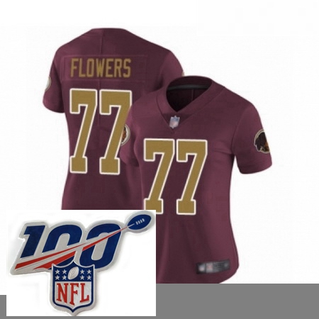 Womens Washington Redskins 77 Ereck Flowers Burgundy Red Gold Number Alternate 80TH Anniversary Vapo