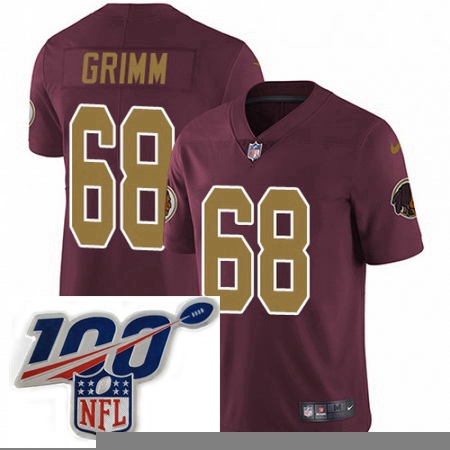 Mens Nike Washington Redskins 68 Russ Grimm Burgundy RedGold Number Alternate 80TH Anniversary Vapor