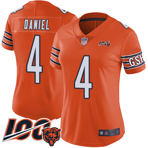 Women Chicago Bears 4 Chase Daniel Orange Alternate 100th Season Limited Football Jersey