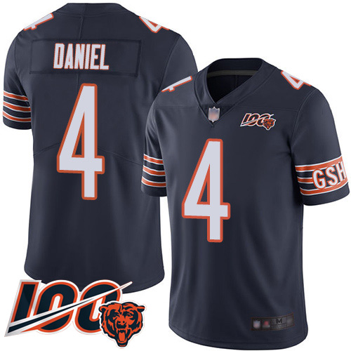 Men Chicago Bears 4 Chase Daniel Navy Blue Team Color 100th Season Limited Football Jersey