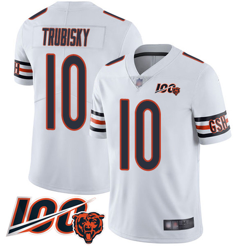 Youth Chicago Bears 10 Mitchell Trubisky White Vapor Untouchable Limited Player 100th Season Footbal