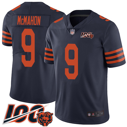 Men Chicago Bears 9 Jim McMahon Limited Navy Blue Rush Vapor Untouchable 100th Season Football Jerse