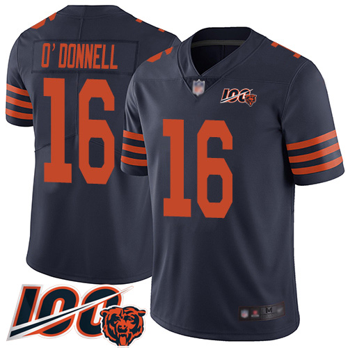 Youth Chicago Bears 16 Pat ODonnell Limited Navy Blue Rush Vapor Untouchable 100th Season Football J