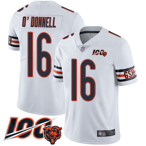 Men Chicago Bears 16 Pat ODonnell White Vapor Untouchable Limited Player 100th Season Football Jerse