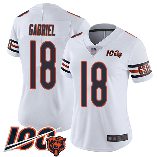 Women Chicago Bears 18 Taylor Gabriel White Vapor Untouchable Limited Player 100th Season Football J