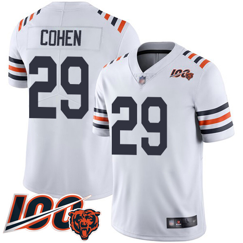 Youth Chicago Bears 29 Tarik Cohen White 100th Season Limited Football Jersey