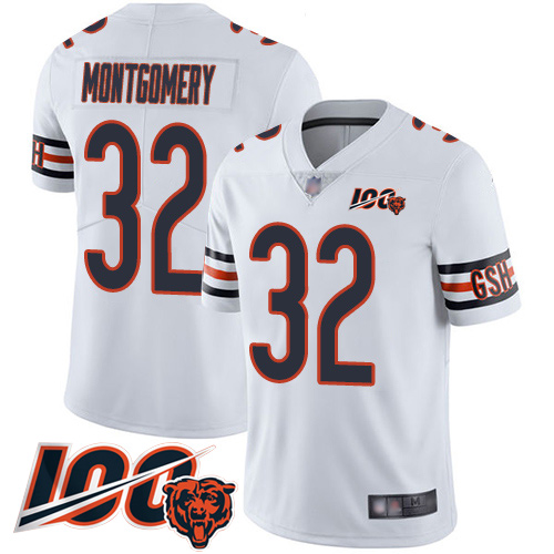 Youth Chicago Bears 32 David Montgomery White Vapor Untouchable Limited Player 100th Season Football