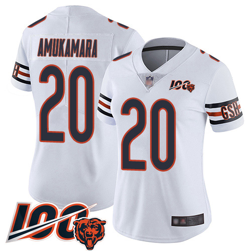 Women Chicago Bears 20 Prince Amukamara White Vapor Untouchable Limited Player 100th Season Football