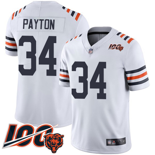 Youth Chicago Bears 34 Walter Payton White 100th Season Limited Football Jersey