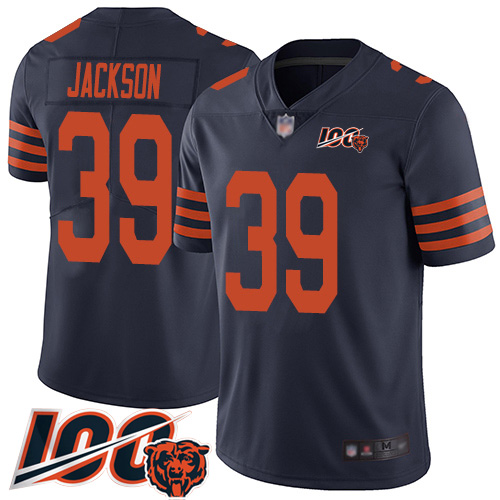 Youth Chicago Bears 39 Eddie Jackson Limited Navy Blue Rush Vapor Untouchable 100th Season Football 