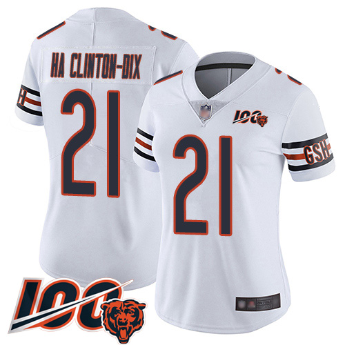 Women Chicago Bears 21 Ha Ha ClintonDix White Vapor Untouchable Limited Player 100th Season Football