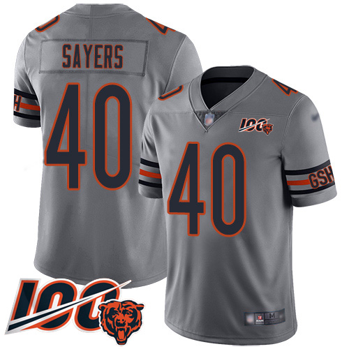 Youth Chicago Bears 40 Gale Sayers Limited Silver Inverted Legend 100th Season Football Jersey