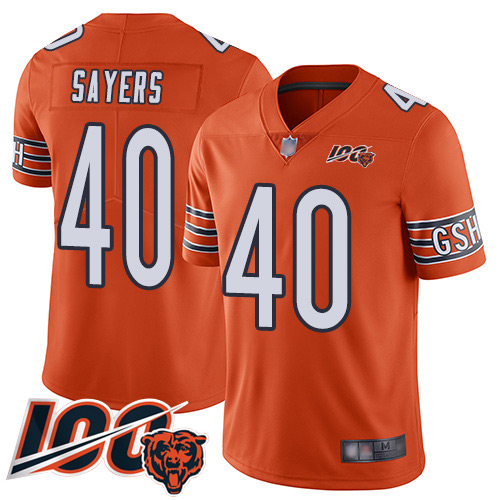 Youth Chicago Bears 40 Gale Sayers Orange Alternate 100th Season Limited Football Jersey