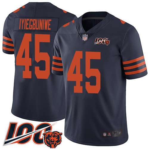 Youth Chicago Bears 45 Joel Iyiegbuniwe Limited Navy Blue Rush Vapor Untouchable 100th Season Footba