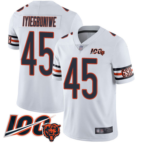 Youth Chicago Bears 45 Joel Iyiegbuniwe White Vapor Untouchable Limited Player 100th Season Football