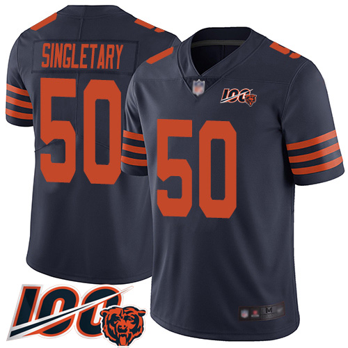 Youth Chicago Bears 50 Mike Singletary Limited Navy Blue Rush Vapor Untouchable 100th Season Footbal