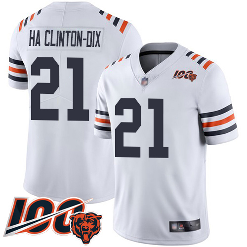 Men Chicago Bears 21 Ha Ha ClintonDix White 100th Season Limited Football Jersey