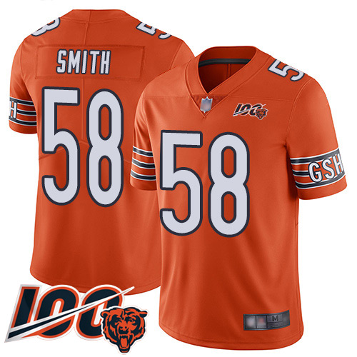 Youth Chicago Bears 58 Roquan Smith Orange Alternate 100th Season Limited Football Jersey