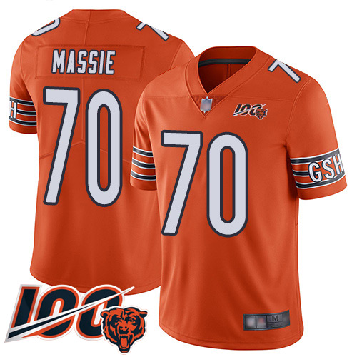 Youth Chicago Bears 70 Bobby Massie Orange Alternate 100th Seaso