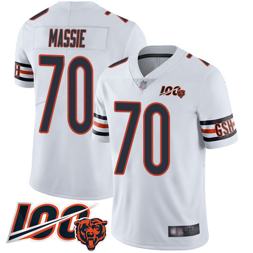 Youth Chicago Bears 70 Bobby Massie White Vapor Untouchable Limited Player 100th Season Football Jer