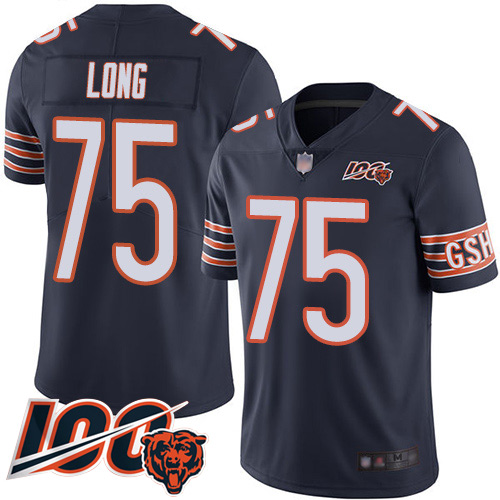Youth Chicago Bears 75 Kyle Long Navy Blue Team Color 100th Seas