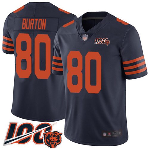 Youth Chicago Bears 80 Trey Burton Limited Navy Blue Rush Vapor Untouchable 100th Season Football Je